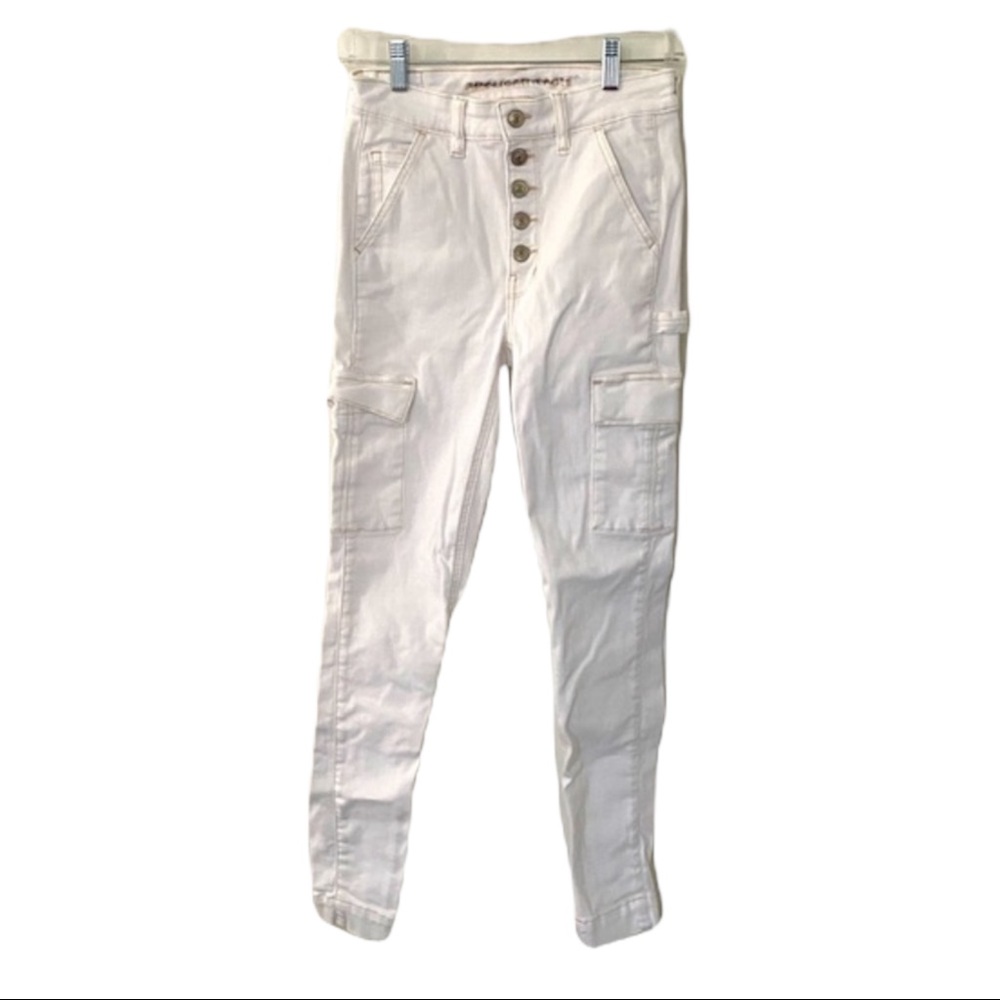 AE American Eagle Jeans Womens Super Hi Rise Jeggings Regular Sz 2 White Skinny